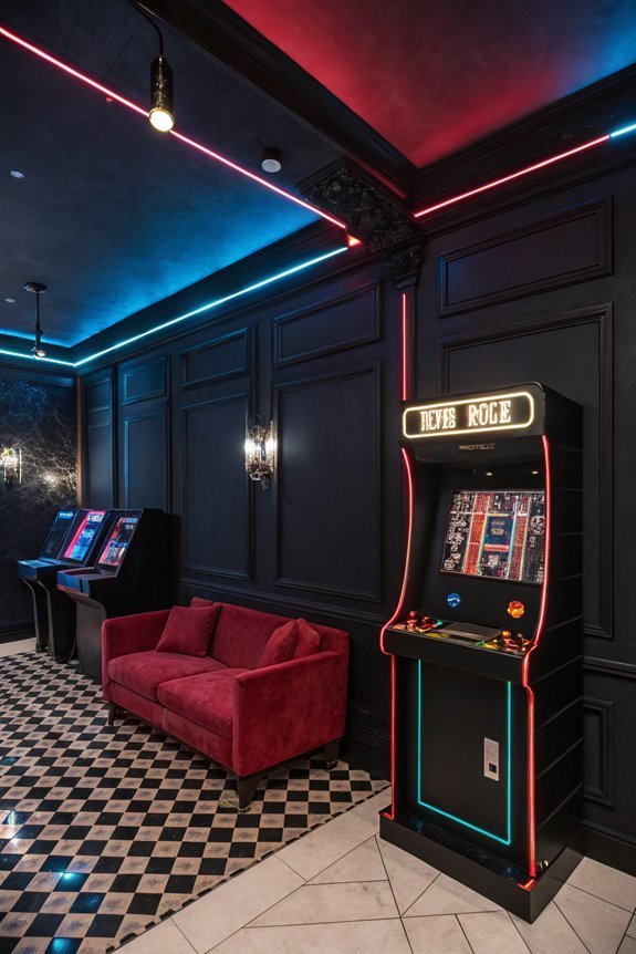 black retro game room