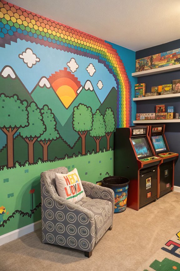 colorful pixel art murals