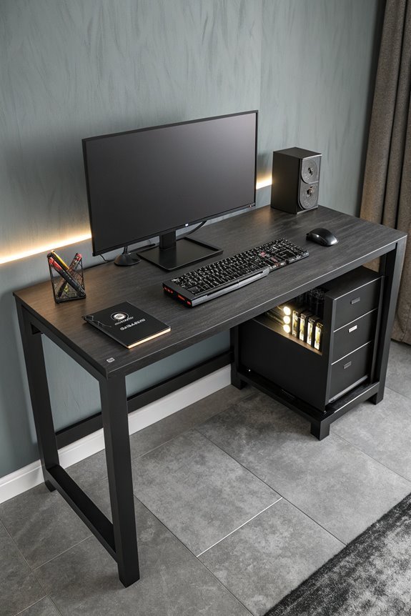 desk featuring integrated storage