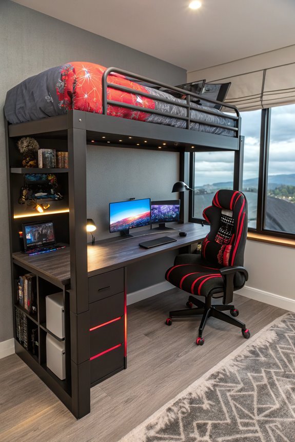 elevated sleeping and workspace