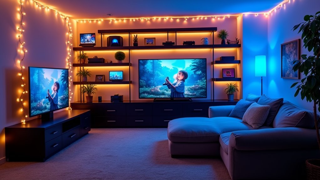 family gaming room lighting