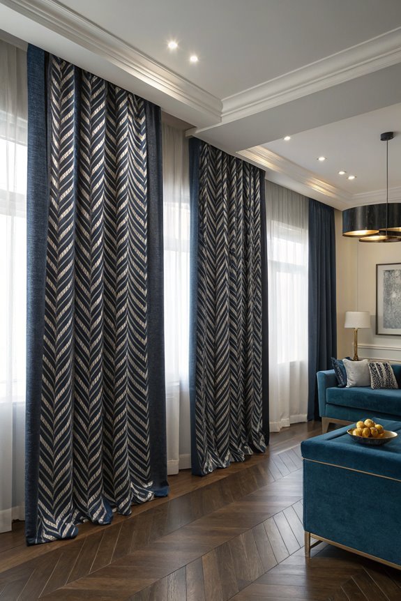 herringbone patterned curtain designs