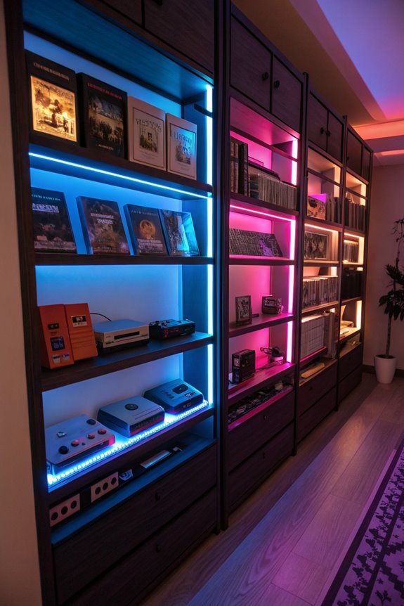 illuminated display shelving units