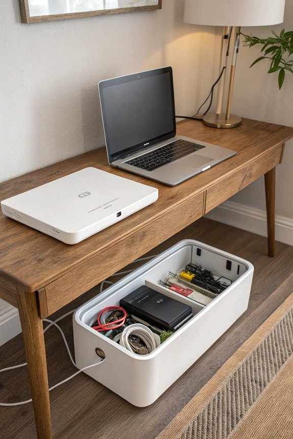 organize cables neatly indoors