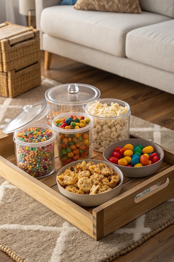 organize with transparent bins