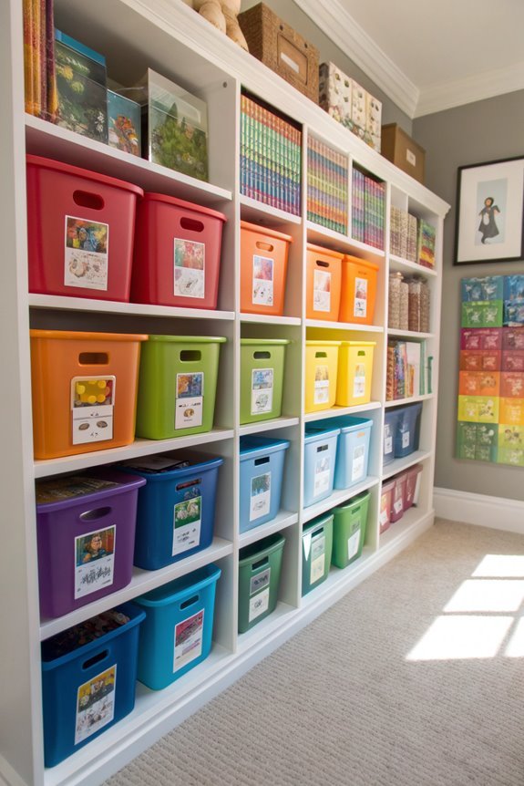 organized game storage bins
