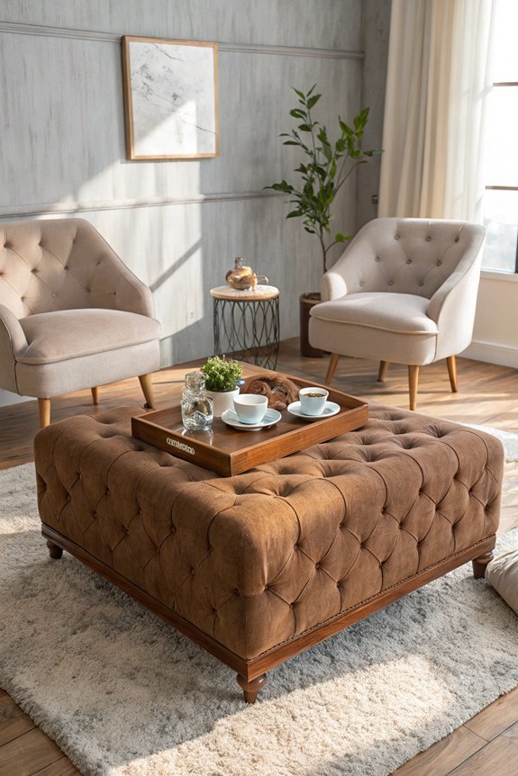 ottoman serving as table