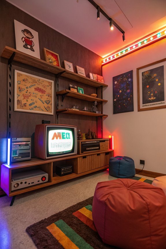 retro gaming setup area