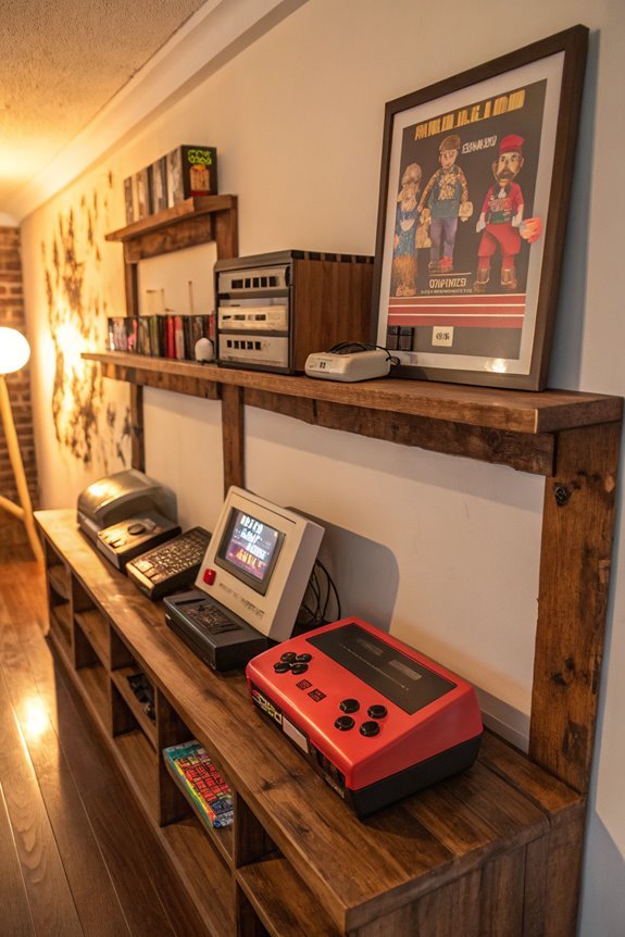 retro gaming shelf display