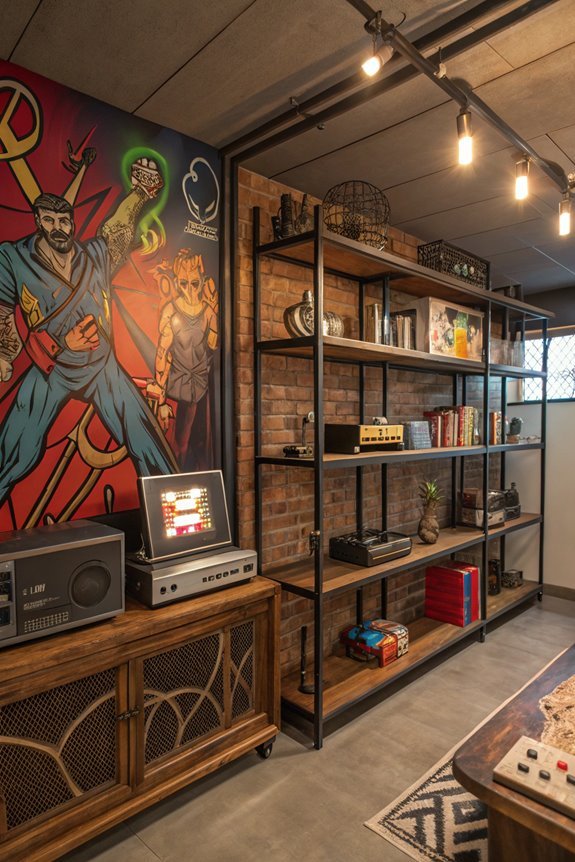 rustic metal shelving units